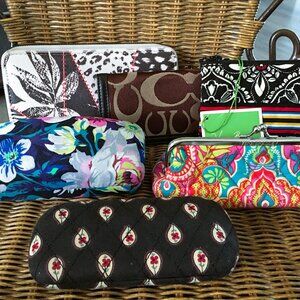 Bundle Coach Vera Bradley eye glass cases, pouch, checkbook, wallet